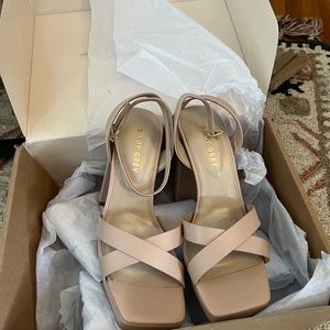 Birdy Grey Nude Platform Sandals Size 9